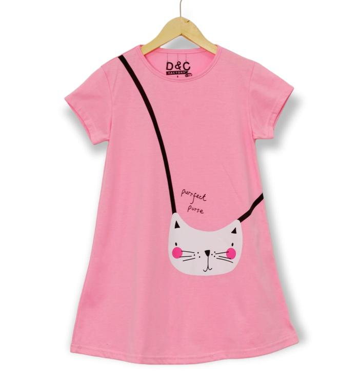 Gambar Baju Tunik / Dress Kaos Anak Perempuan Kucing Marie Cat umur 2-6 tahun - marie cat pink, S dari Super Kids Store undefined 4 Tokopedia