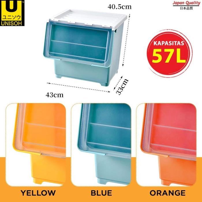 Gambar UNISOH Container Storage Box Kotak Penyimpanan Serbaguna Rak Plastik - LARGE, GREY dari unisoh undefined Tokopedia