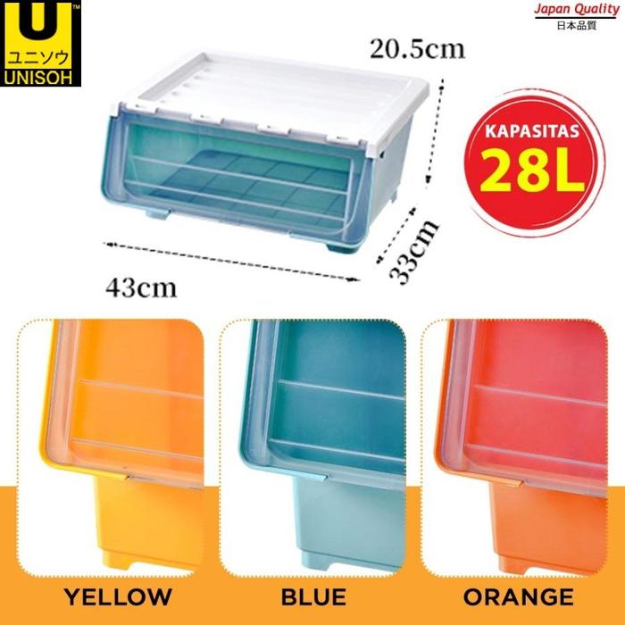 Gambar UNISOH Container Storage Box Kotak Penyimpanan Serbaguna Rak Plastik - SMALL, ORANGE dari unisoh undefined Tokopedia