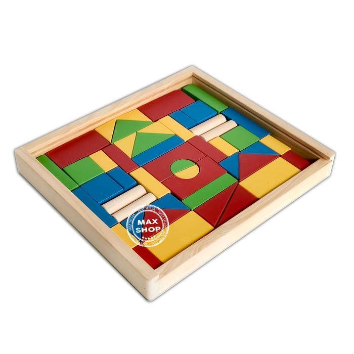 Gambar Mainan Edukasi Anak City Block Balok Kayu Warna Susun Blok Bangun Box - Balok 48 Tutup dari Maxshop undefined Tokopedia