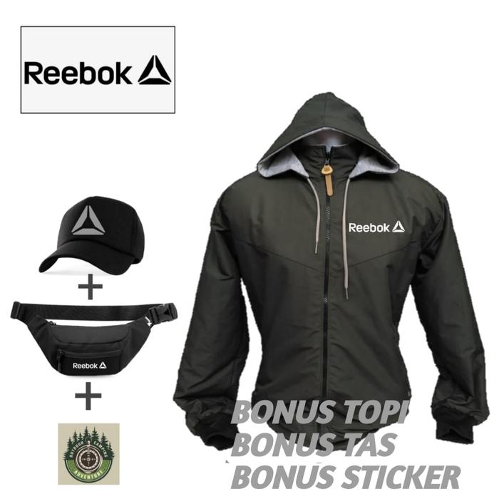 Gambar jaket parasut reebok waterproof bisa bolak-balik free tas & topi - armi, XL dari faiziolshop undefined Tokopedia