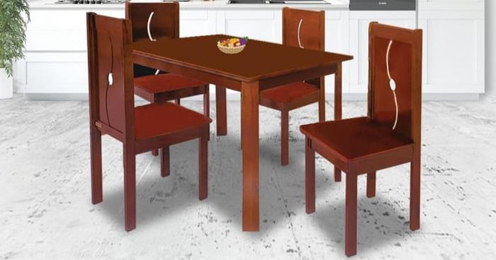 Gambar Meja Makan Kayu - 4 Kursi - Roma Jok Kayu - Berlaku COD Medan dari VW SHOP MEDAN undefined Tokopedia