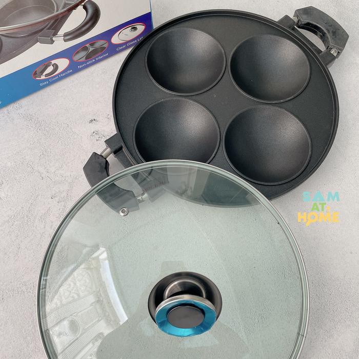 Gambar Panci Cetak Kue Pancake Serabi 4 lubang Teflon Anti Lengket - Cake Pan dari Sam At Home Official undefined Tokopedia