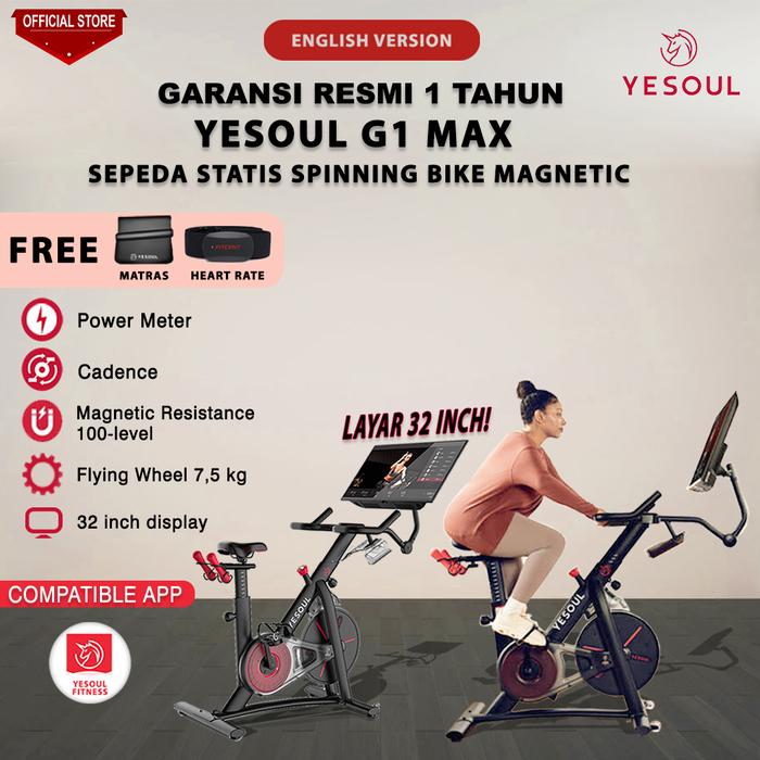 Gambar Yesoul G1 Max Spinning Bike with LCD 32 Inchi Sepeda Statis - Hitam dari YESOUL KEPRI undefined Tokopedia