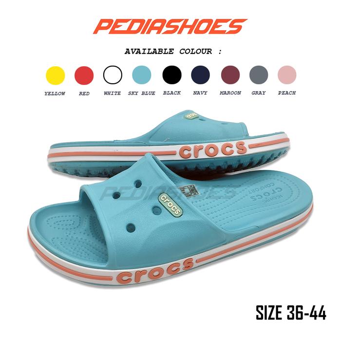 Gambar Sendal Slide Pria Dan Wanita Crocs Bayaband Slide Original - Skyblue, M7 dari Pediashoes undefined Tokopedia