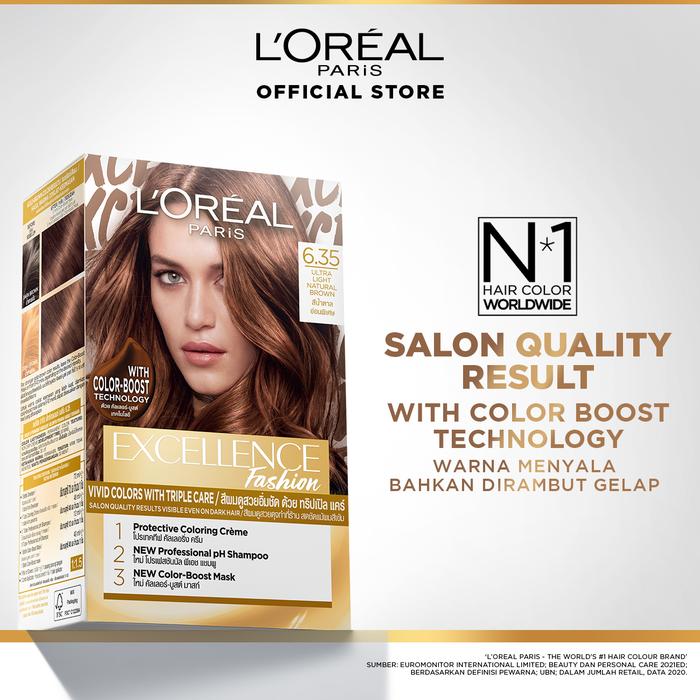Gambar L'Oreal Paris Excellence Fashion Cat Rambut - 6.35 Natural B dari L'Oreal Paris ID undefined Tokopedia