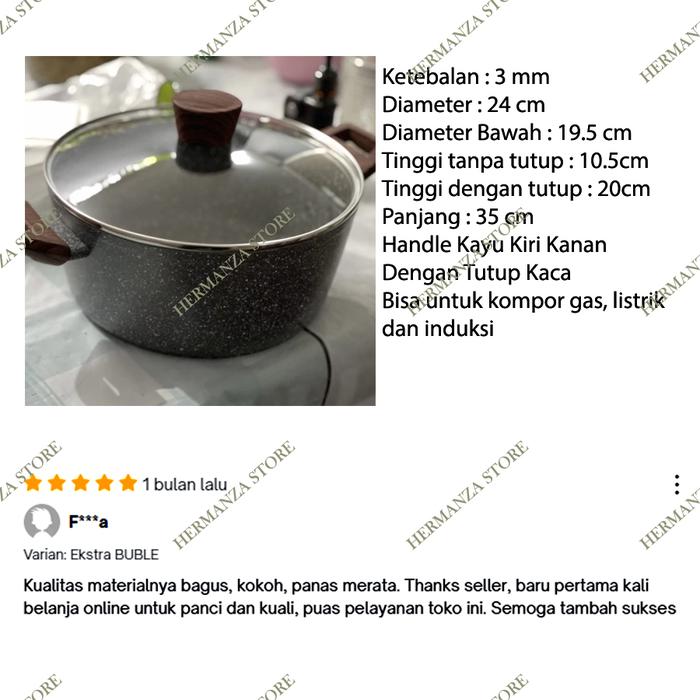 Gambar Cypruz cyprus Fry Pan Wok Marble Wajan Kuali Induksi 30 cm KI-0650 - PANCI 24cm dari Hermanza Store undefined Tokopedia
