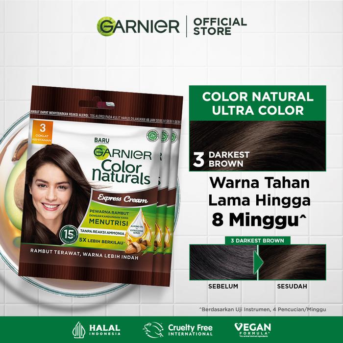 Gambar Garnier Color Naturals Hair Color -  Pewarna Rambut | Cat Rambut Natural Sachet x3 Pcs - Coklat Gelap dari Garnier Official Store undefined Tokopedia