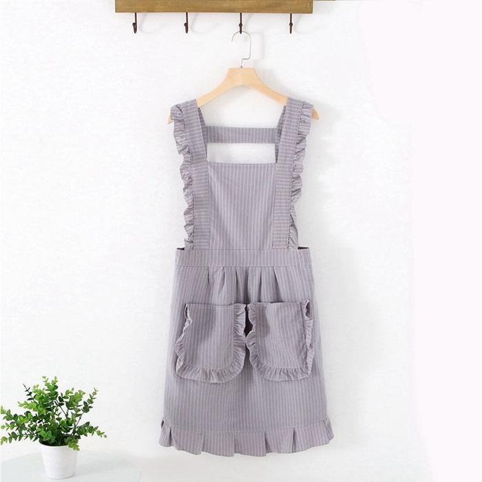 Gambar Korean Butterfly Apron / Celemek Dapur Masak Pelindung Baju Kain Renda - Butterfly-Grey dari Le Carre Living undefined Tokopedia