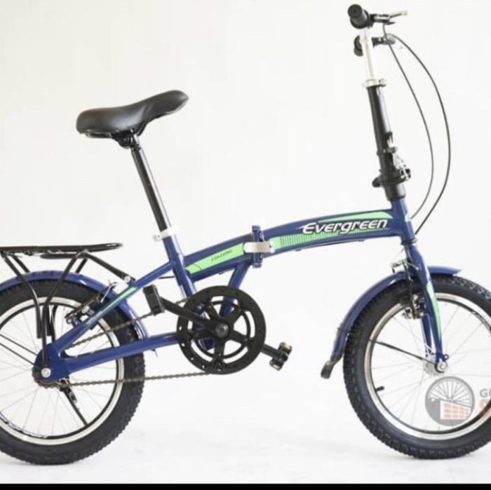 Gambar Sepeda Lipat Evergreen 16 Inch 7 speed termurah kualitas Garansi frame - Biru dari Sepeda dan Motor Listrik undefined Tokopedia