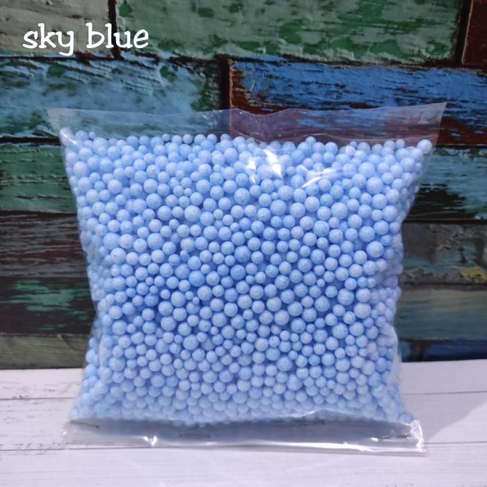 Gambar butiran styrofoam warna/floam/butiran gabus undian/isi giftbox/slime - sky blue dari yora paper undefined Tokopedia