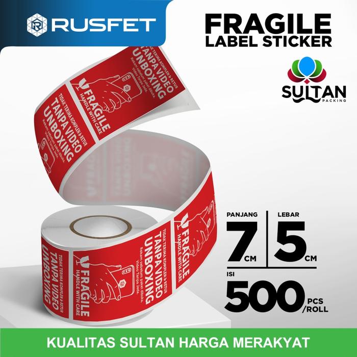 Gambar Sticker FRAGILE UNBOXING 5x7cm Stiker Cromo HANDLE WITH CARE / PACK - FgUnboxRoll500 dari Sultan Packing undefined Tokopedia