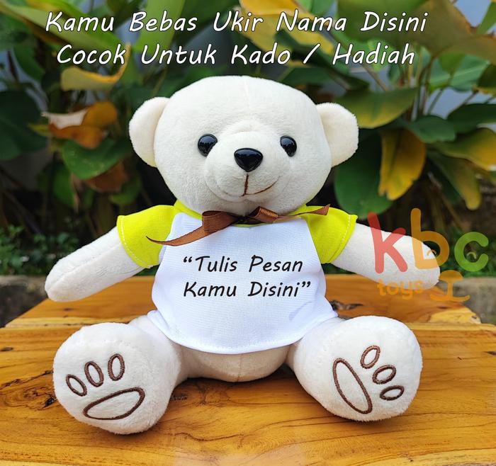 Gambar Boneka COSTUM NAMA SABLON 20CM / Boneka Baju Teddy Bear - Kuning dari KBC Toys Indonesia undefined Tokopedia