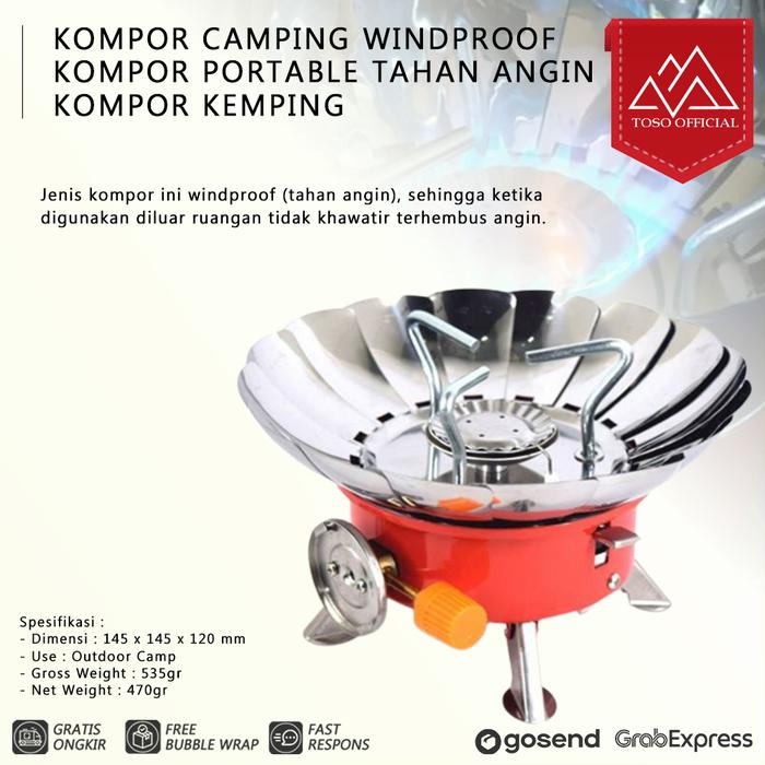 Gambar KOMPOR CAMPING WINDPROOF KOMPOR PORTABLE TAHAN ANGIN KOMPOR KEMPING dari Toso Mart undefined Tokopedia