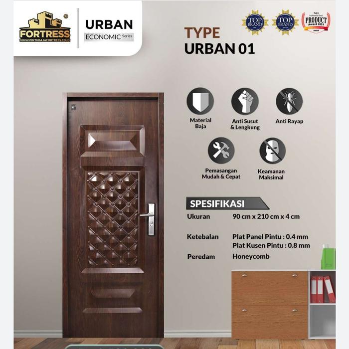 Gambar Pintu Baja Fortress Urban 90x210 (putih /kayu coklat tua) - coklat 90x210, urban 06 dari bmaluminium undefined Tokopedia