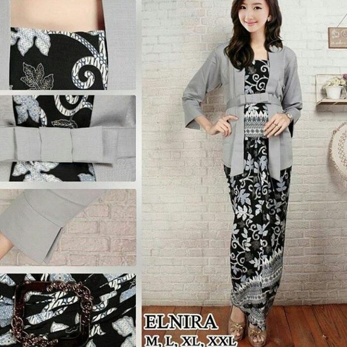 Gambar Best Seller !! Setelan Kebaya Elinira Kombinasi / Kebaya Etp / Kebaya - Abu-abu, XL dari Erika.Kebaya undefined Tokopedia