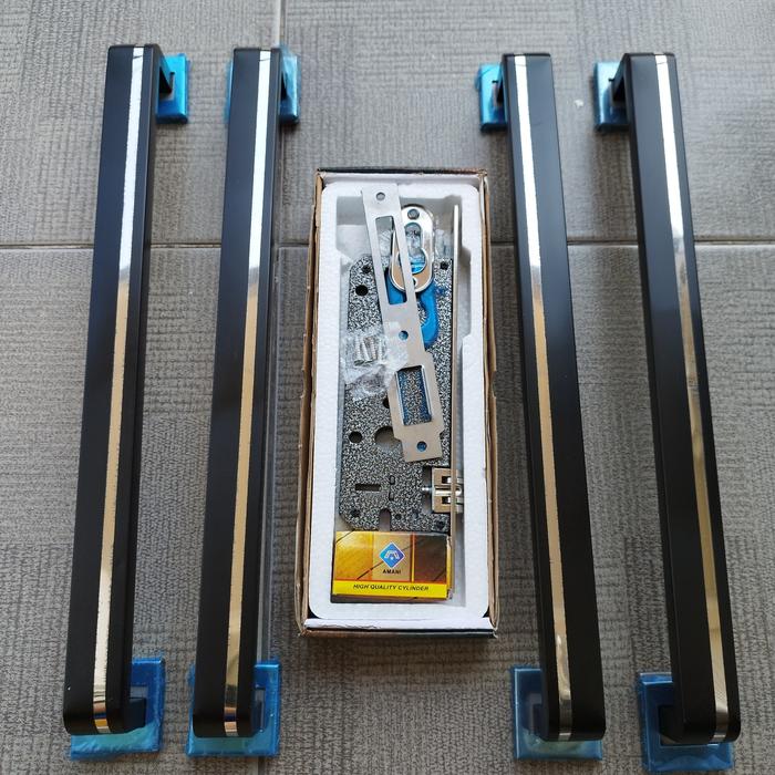 Gambar Paket handle pintu 45cm dan kunci pelor - gagang pintu rumah kupu - 2st hdle hitam dari HOSANA789 undefined Tokopedia