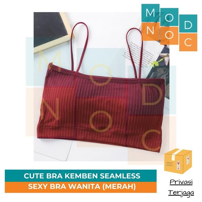 Gambar Sexy Cute Bra Kemben Wanita Tanpa Kawat Seamless Crop Top Bralette - Merah dari Modnoc Store undefined Tokopedia