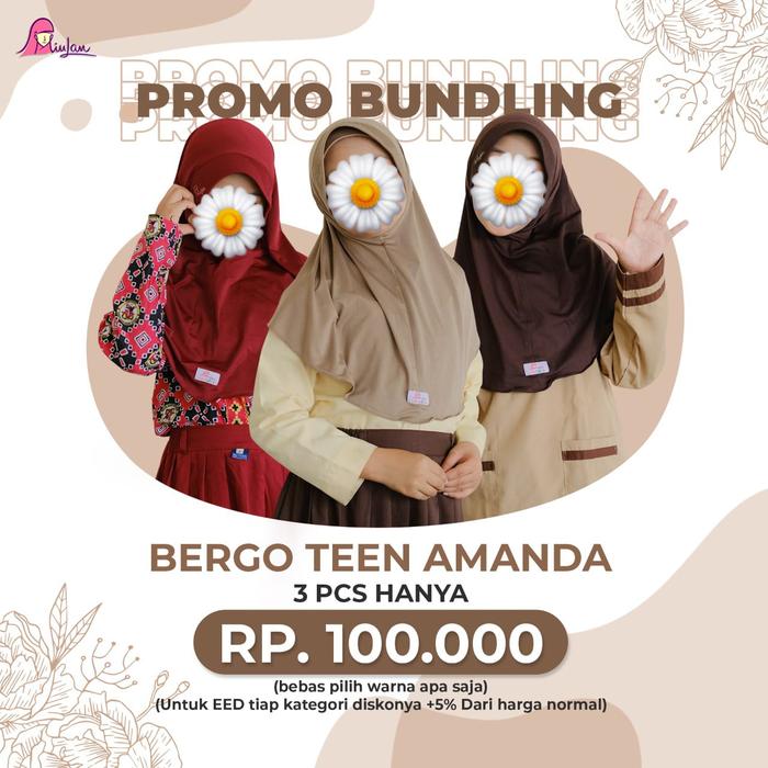 Gambar Bergo AMANDA Teen MiuLan | Bergo Instant Jilbab Hijab Sekolah 8-12 th - bundle 3pcs dari Ayasofya Hijab undefined Tokopedia