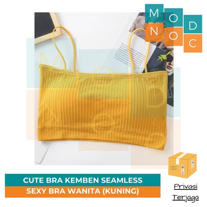 Gambar Sexy Cute Bra Kemben Wanita Tanpa Kawat Seamless Crop Top Bralette - Kuning dari Modnoc Store undefined Tokopedia