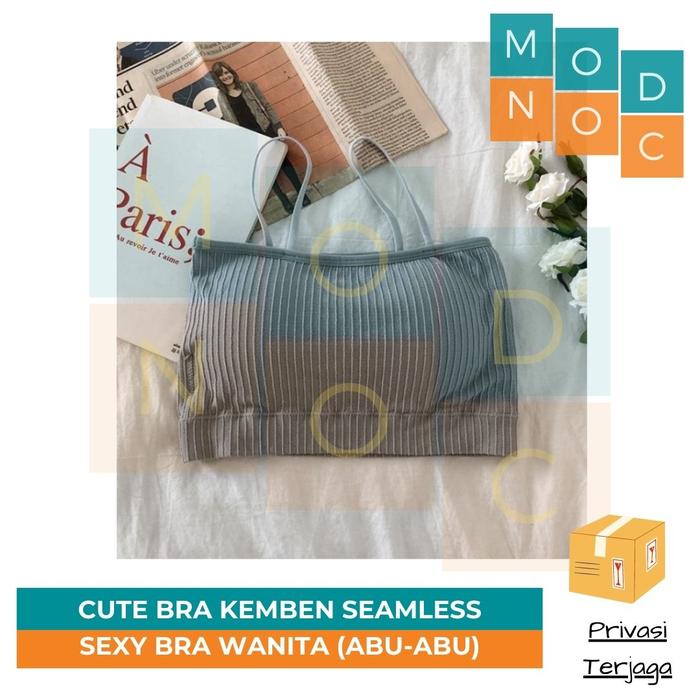 Gambar Sexy Cute Bra Kemben Wanita Tanpa Kawat Seamless Crop Top Bralette - Abu-abu dari Modnoc Store undefined Tokopedia