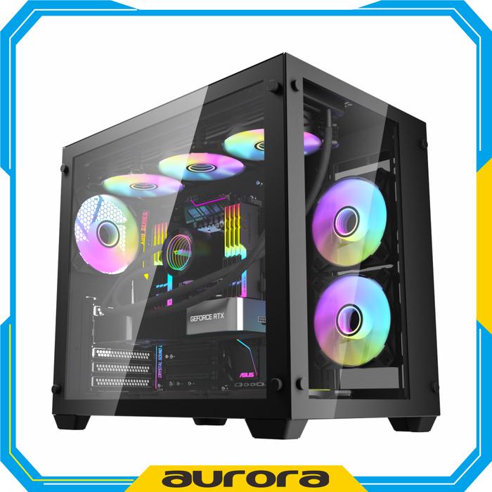 Gambar AIGO DARKFLASH C285 ATX M-ATX Black White DARK FLASH C-285 Gaming Case - Hitam dari AuroraComp undefined Tokopedia