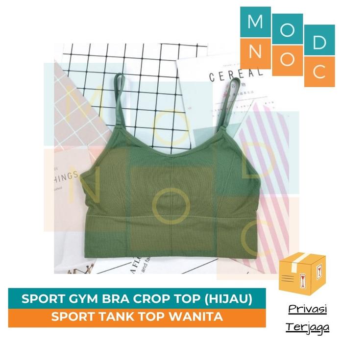 Gambar Sport Gym Bra Tank Crop Top Wanita Rounded Nek Tanpa Kawat Lembut - Hijau dari Modnoc Store undefined Tokopedia