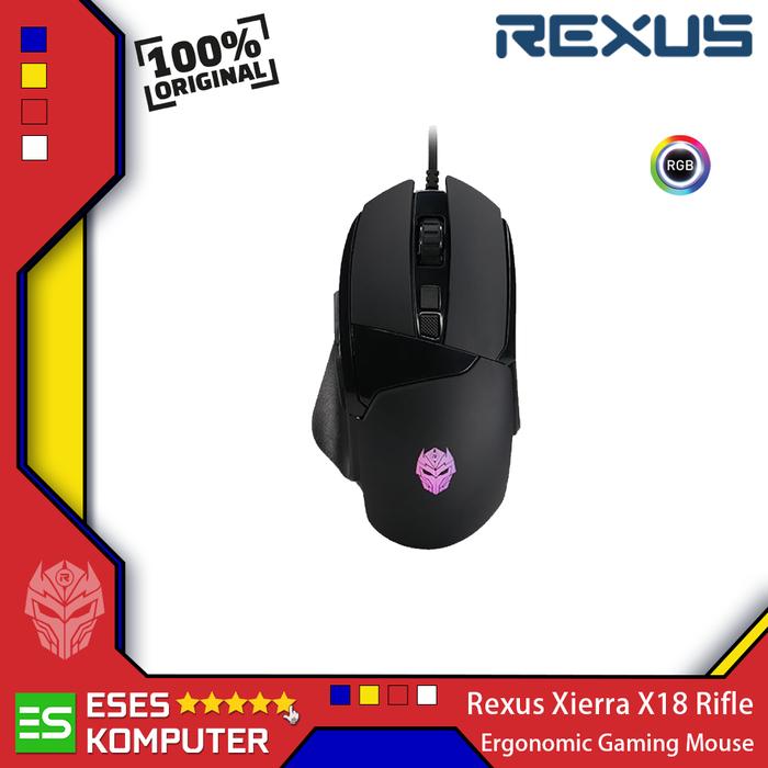 Gambar Mouse Rexus Xierra X18 Rifle RGB | Ergonomic Gaming Mouse - Hitam dari ESES Komputer Tasikmalaya undefined Tokopedia