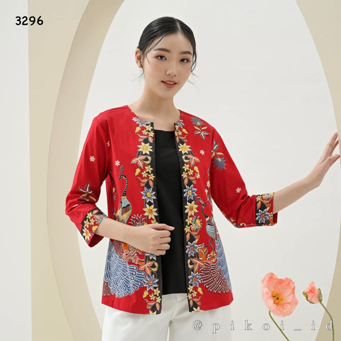 Gambar Baju batik wanita jumbo / atasan batik modern big size kantor seragam - RED RADISA-3296, STANDARD dari Pikoiid undefined Tokopedia