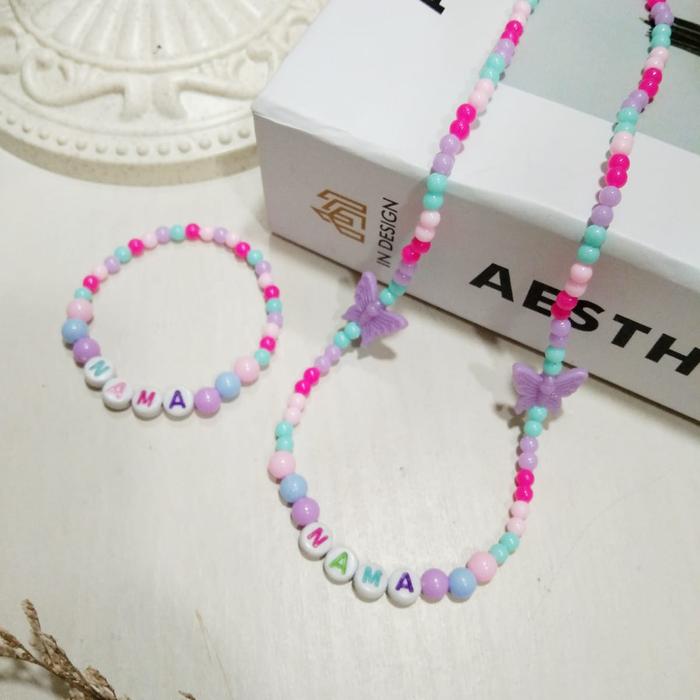 Gambar set kalung anak custom nama - set pony, tanpa nama dari Bros Lala undefined Tokopedia