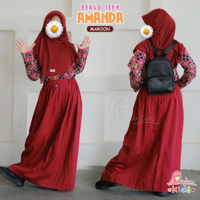 Gambar Bergo AMANDA Teen MiuLan | Bergo Instant Jilbab Hijab Sekolah 8-12 th - maroon dari Ayasofya Hijab undefined Tokopedia
