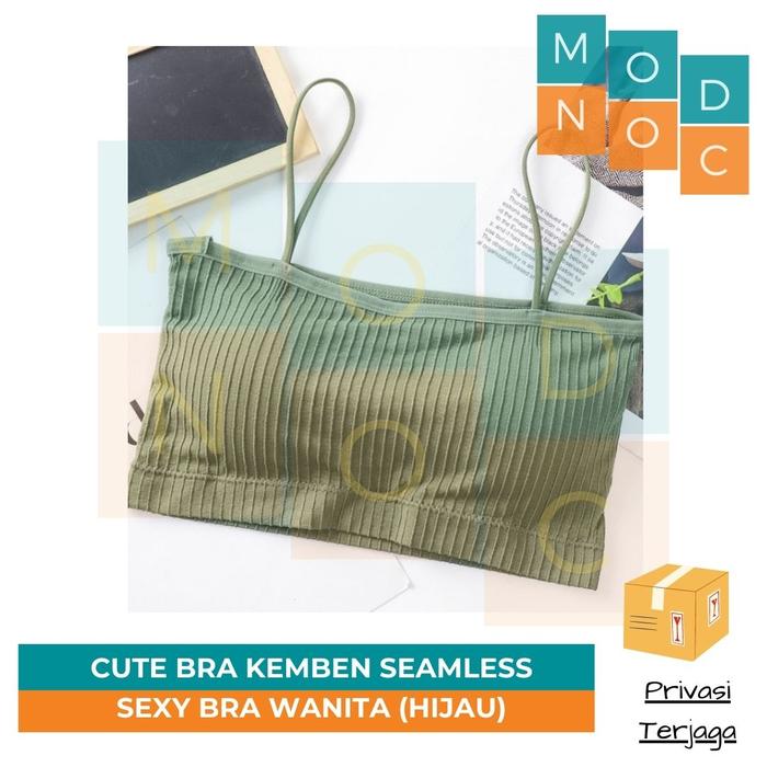 Gambar Sexy Cute Bra Kemben Wanita Tanpa Kawat Seamless Crop Top Bralette - Hijau dari Modnoc Store undefined Tokopedia