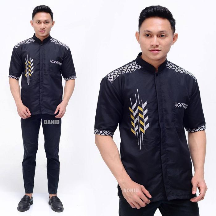 Gambar Baju Koko Jumbo Lengan Pendek Pria XXL XXXL Kombinasi Muslim Dewasa - padi hitam, L dari Chamdy Shop undefined Tokopedia