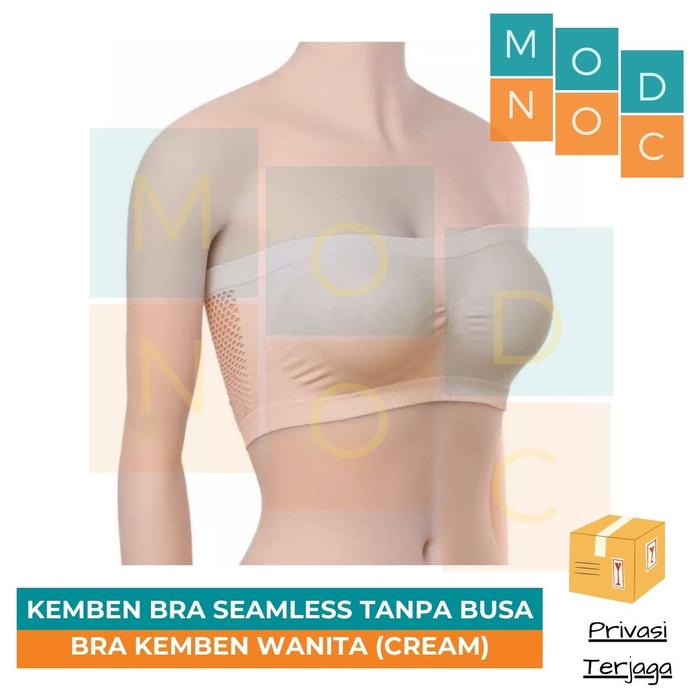 Gambar Kemben Bra Seamless Tanpa Tali Pundak Motif Belakang Jaring Wanita BH - Cream dari Modnoc Store undefined Tokopedia