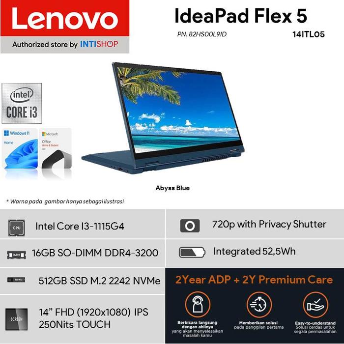 Gambar Lenovo Ideapad Flex 5 i3 1115G4 8GB DDR4 512GB SSD M.2 WIN 11 Home - Abyss Blue dari IntiShop Official Store undefined Tokopedia