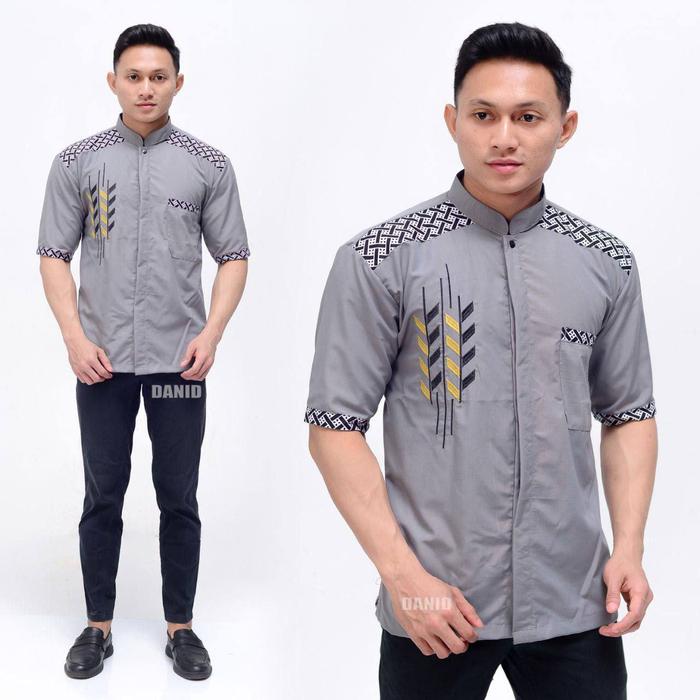 Gambar Baju Koko Jumbo Lengan Pendek Pria XXL XXXL Kombinasi Muslim Dewasa - padi abu pd, XXXL dari Chamdy Shop undefined Tokopedia