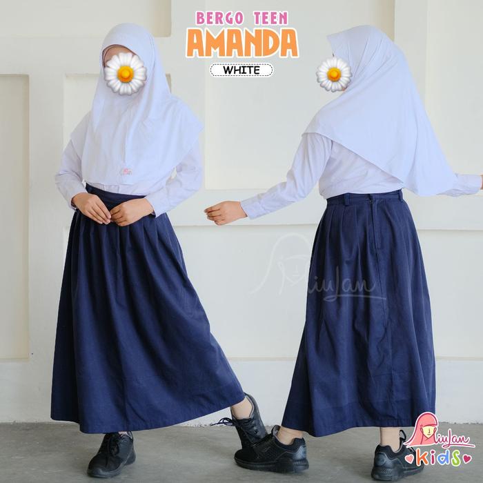 Gambar Bergo AMANDA Teen MiuLan | Bergo Instant Jilbab Hijab Sekolah 8-12 th - white dari Ayasofya Hijab undefined Tokopedia