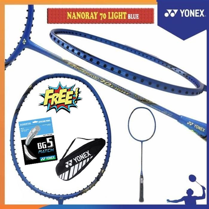 Gambar PAKET RAKET BADMINTON YONEX NANORAY 68 LIGHT 100% ORIGI - blue, belum pasang dari idssport undefined Tokopedia