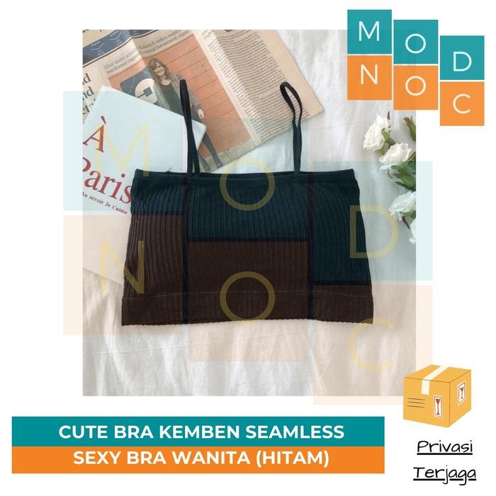 Gambar Sexy Cute Bra Kemben Wanita Tanpa Kawat Seamless Crop Top Bralette - Hitam dari Modnoc Store undefined Tokopedia