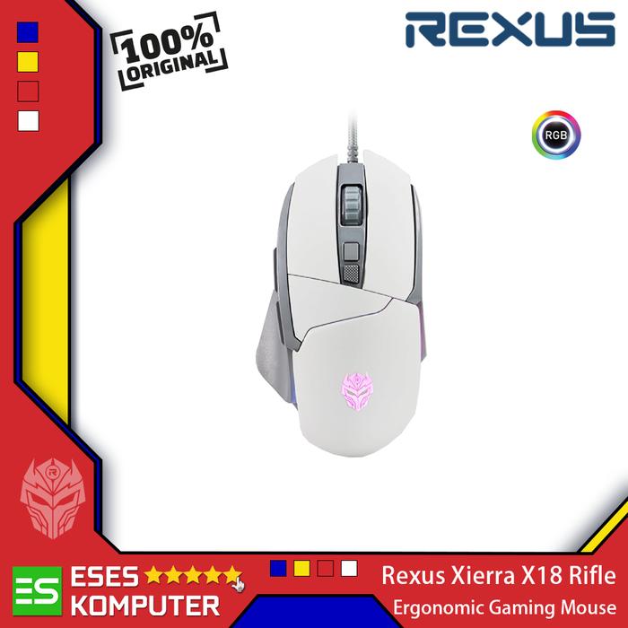 Gambar Mouse Rexus Xierra X18 Rifle RGB | Ergonomic Gaming Mouse - Putih dari ESES Komputer Tasikmalaya undefined Tokopedia