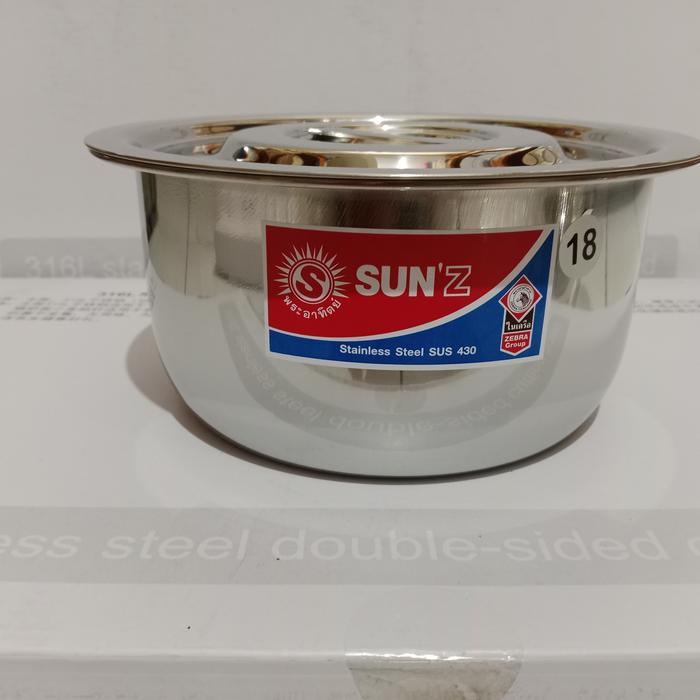 Gambar Indian Pan stainless Sun 14cm(1,2L) /18cm 2,5L) / 22cm(4,5kg) - 18cm dari best home kitchen undefined Tokopedia