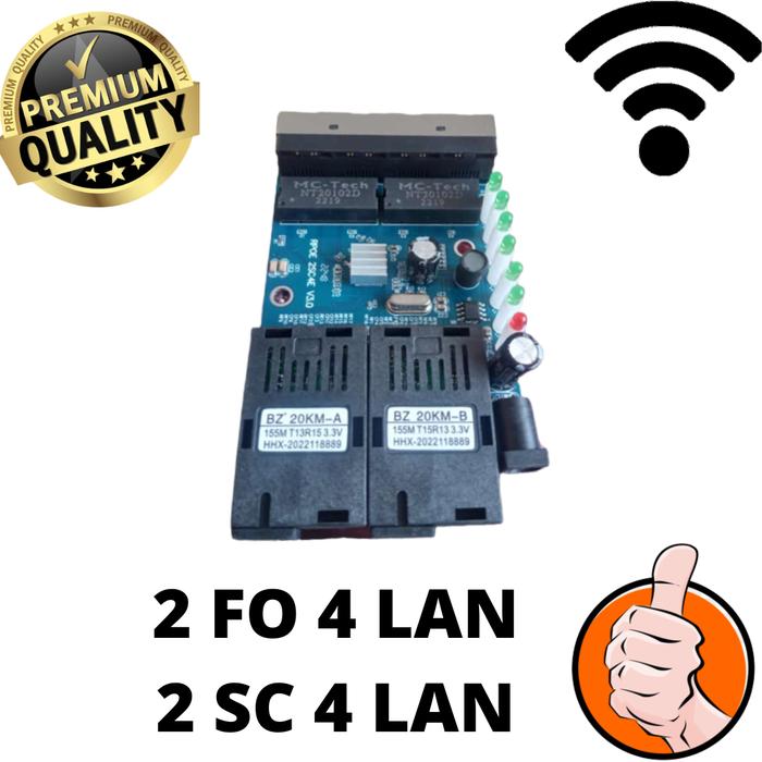 Gambar MEDIA KONVERTER 2 FO 4 LAN PCB KUNING - HITAM - BIRU - PCB BIRU dari BJKCOMPUTER undefined Tokopedia