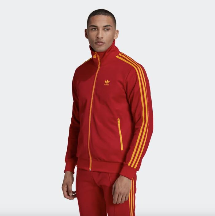adidas beckenbauer jacket red