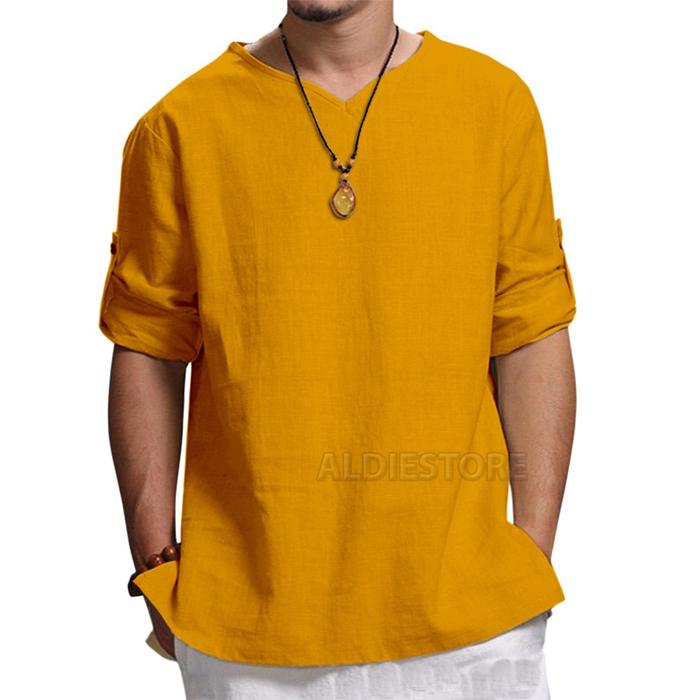 Gambar Baju Koko Pria IBRAHIM Hijau Army Polos Muslim Lengan 4/5 - Mustard, XL dari Zws Fashion Store ID undefined Tokopedia