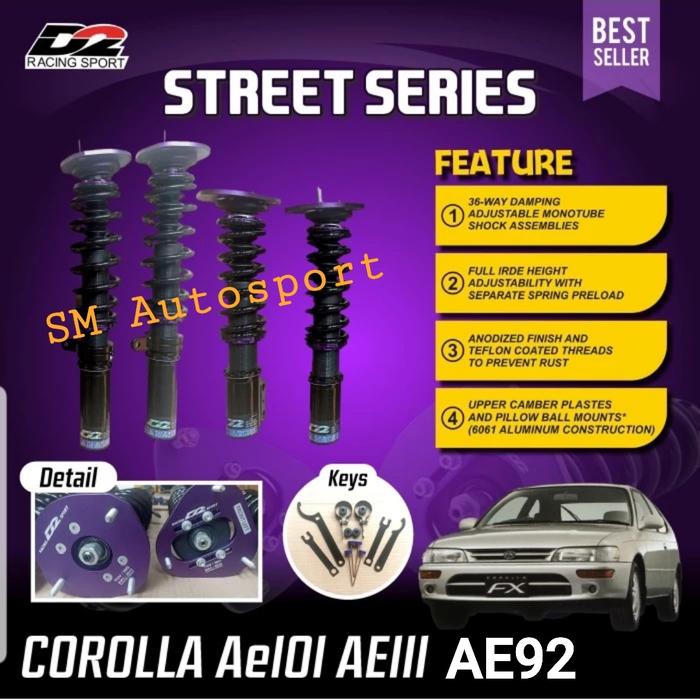 Jual D2 RACING STREET Shock Coilover Shocbreaker COROLLA AE92 AE101 ...