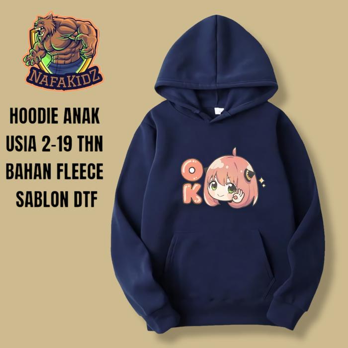 Gambar SWEATER HOODIE ANAK PEREMPUAN ANYA FORGER JAKET ANAK ANYA FORGER LUCU - navy, XL dari NafaKidZ undefined Tokopedia