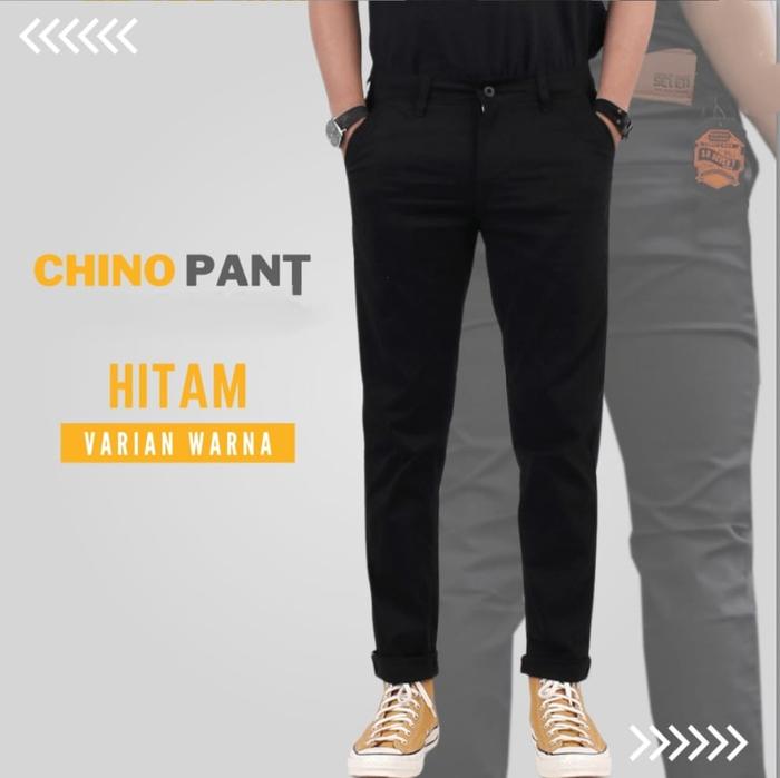 Gambar Celana Panjang Pria Chino Slim Fit Stretch Skinny Cino Slimfit Hitam - Hitam, 27 28 dari DRShopx undefined Tokopedia