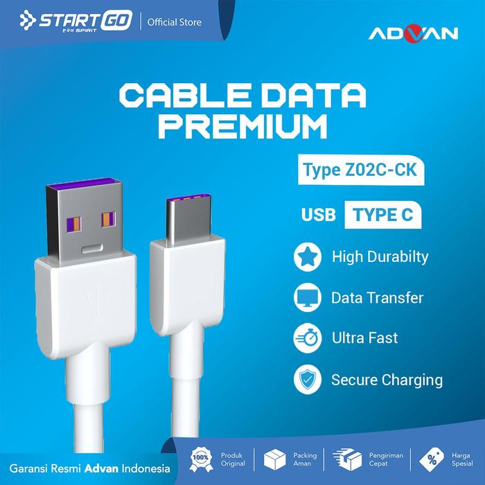 Gambar ADVAN STARTGO Kabel Cable Data Premium USB to Type- C - Z02C-CK White dari Golden Celluler undefined Tokopedia