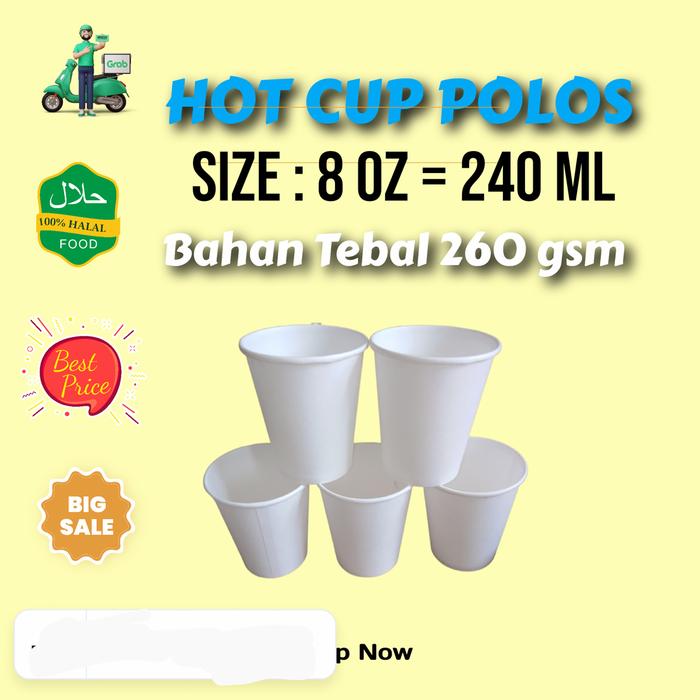 Jual Paper cup 8 Oz Tebal, gelas kertas, cangkir, gelas kopi, hot cup ...