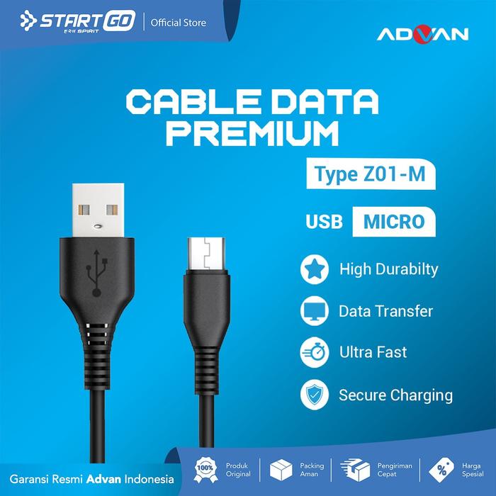 Gambar ADVAN STARTGO Kabel Cable Data Premium USB to Micro - Z01-M White dari Golden Celluler undefined Tokopedia